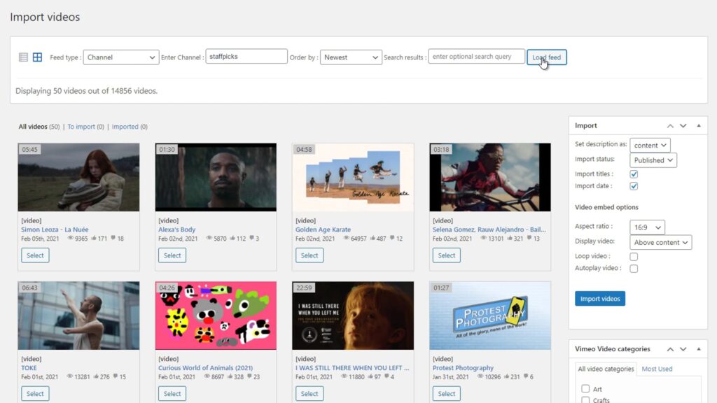 Vimeo WordPress Plugin Video Importer