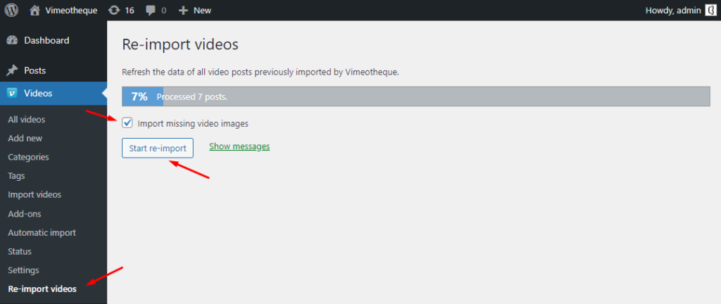 Vimeotheque Video Details Reimport with Featured Image